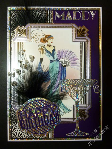 A Birthday Card Using Hunkydory Art Deco Tattered Lace Cocktail Glass And Tonic Studios