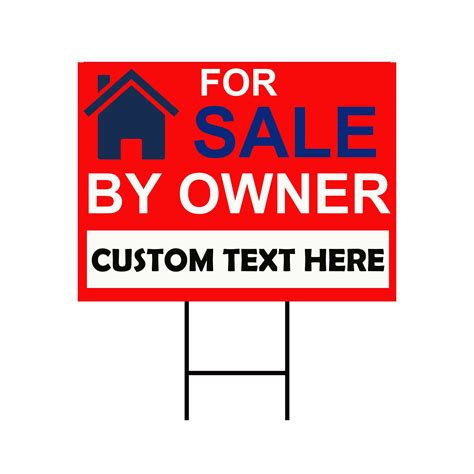 For Sale By Owner Yard Sign Personalized 24 X 18 Visible Text Custom