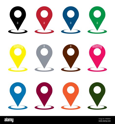 Set Of Map Pointers With Pins Vector Illustration Stock Vector Image