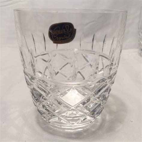 Bohemian Cut Crystal Double Old Fashion Glasses Set Of 5 Chairish