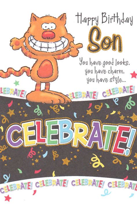 You can bake him a cake, surprise him with gifts and throw a party for him and his friends. wholesale birthday son humorous greeting card 16994-1