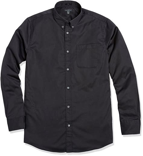 Mens Classic Fit Button Down Collar Solid Black Casual Shirt Black
