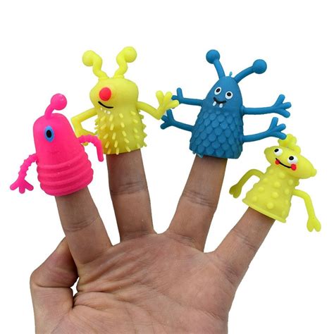 4 Pieces Set Of Novelty Tpr Plastic Cute Expression Finger Puppet Toy