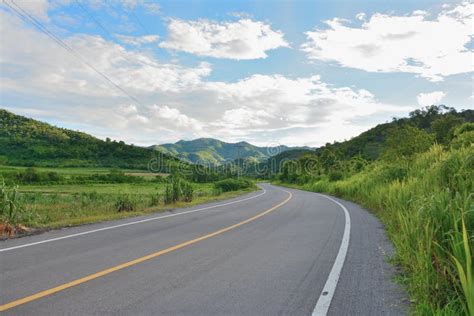 Country Road To The Mountain Tropical Of Rural In Thailand Stock Image