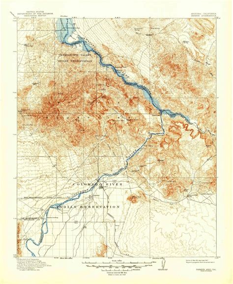 1911 Parker Az Arizona Usgs Topographic Map Topographic Map Map
