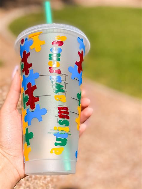 Customized Starbucks Cup Autism Awareness Cup Cold Cups Etsy
