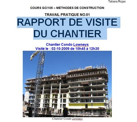 Rapport De Visite De Chantier Cours Génie Civil Outils Livres