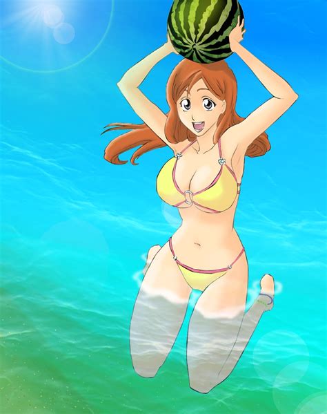 orihime at the beach by mikolily on deviantart