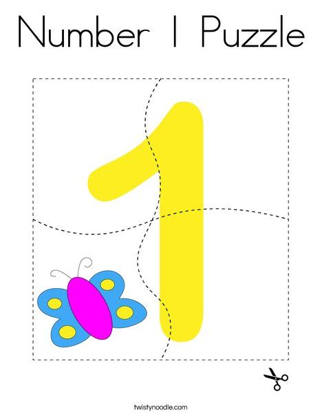 Number 1 Puzzle Coloring Page Twisty Noodle