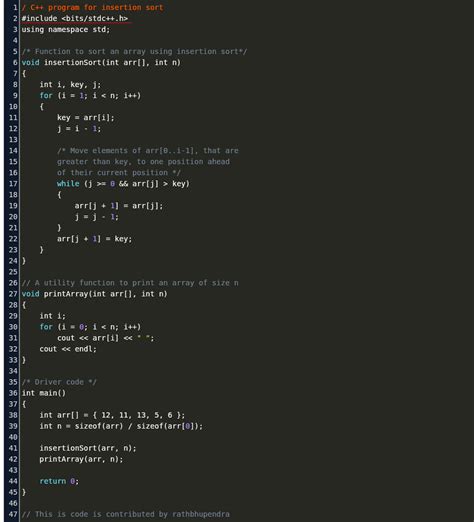 Insertion Sort In C Program Code Example