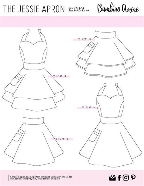 Vintage Style Retro Apron Printable Pdf Pattern Retro Apron Retro Hot