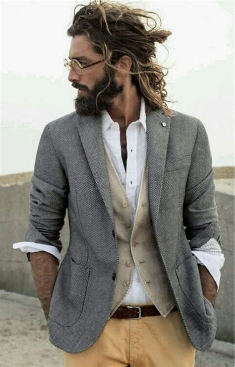 35 Fantastic Long Hair And Beard Ideas For Handsome Man Wedding Suits