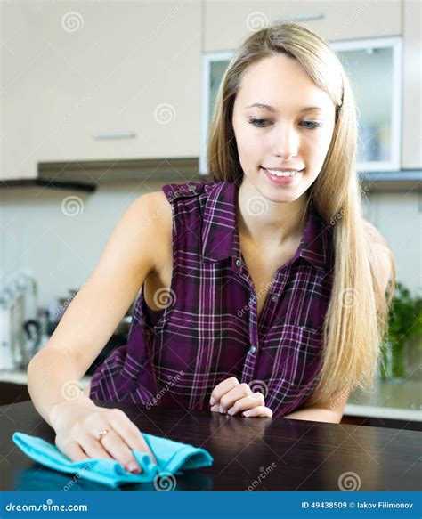 Woman Cleaning Kitchen Table Stock Image Image Of House Person 49438509