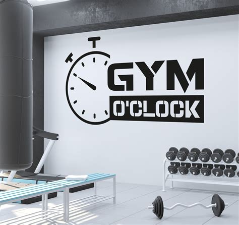 Gym O Clock Wall Decal Gym Wall Decor Sport Motivation Workout Wall Art