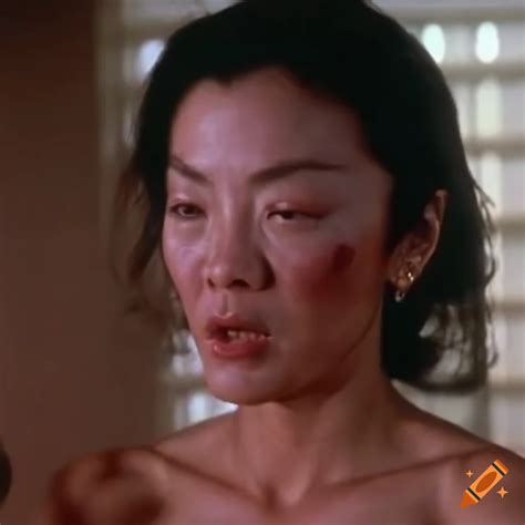 Michelle Yeoh In S Martial Arts Movie With Bruised Face And Stunned Expression On Craiyon