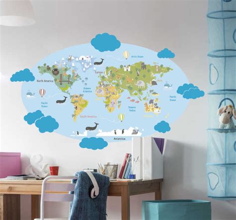 World Map For Kids Sticker Tenstickers