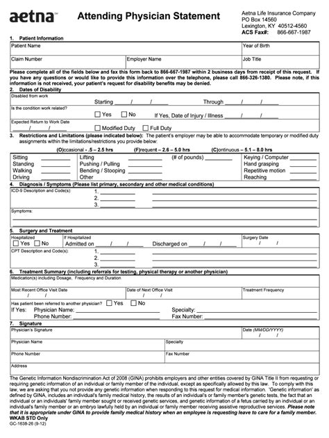 Aetna Short Term Disability Fill Online Printable Fillable Blank