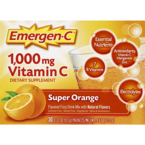 Emergen C Vitamin C 1 000 Mg Fizzy Drink Mix Super Orange Smart