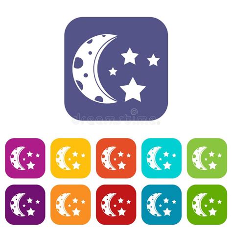 Starry Night Icons 9 Set Stock Vector Illustration Of Nature 96144330