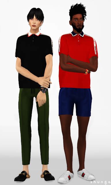 Gucci Bomber Jacket Jogging Pants Shorts And Polo Sims 4 Clothing