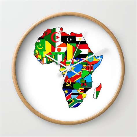 Flags Of African Countres Africa Map Wall Clock By Mamatgaye Society6