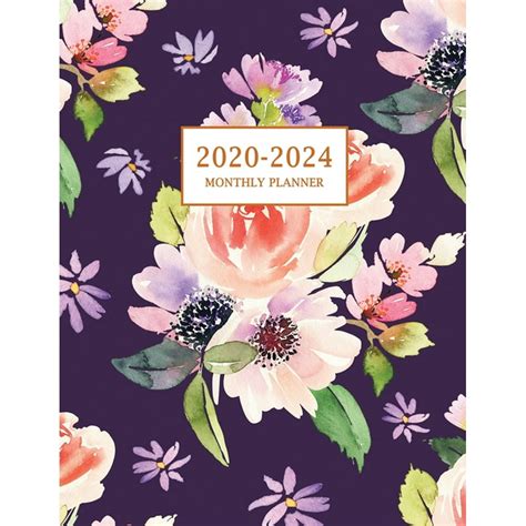 2020 2024 Monthly Planner Large Five Year Planner With Floral Cover Volume 4 Paperback