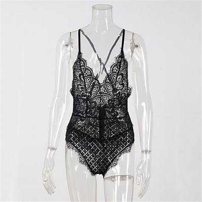 Sheer Lace Bodysuits Bodysuit Spandex Blackless Sleeveless