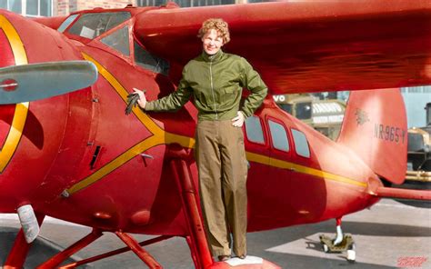 [colorized] Amelia Earhart And Her Lockheed Vega 5b In Honor Of His 121 Year Birthday July 24