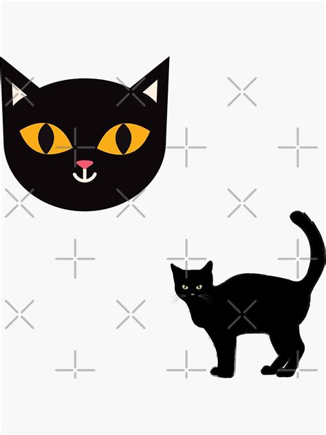 Scary Cute Black Cat Face Sticker For Sale By Thecosmosstore Redbubble