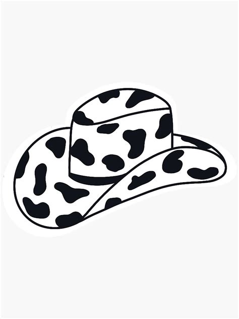 Cow Print Cowboy Hat Sticker For Sale By Kinleystation Redbubble