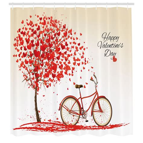 Ambesonne Valentines Day Shower Curtain Romantic Tree With Blooming