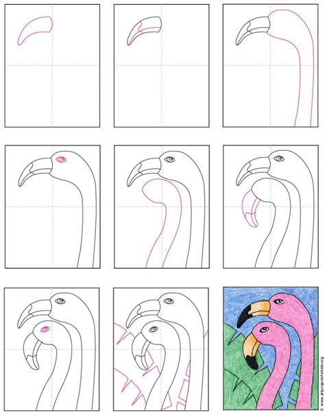 How To Draw A Flamingo Head Kids Art Projects Art Drawings For Kids