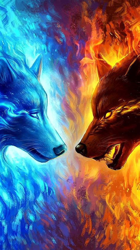 Fire And Ice Wolf Wallpapers On Wallpaperdog