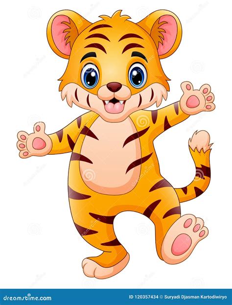 Little Tiger Make A Happy Stock Vector Illustration Of Animal 120357434