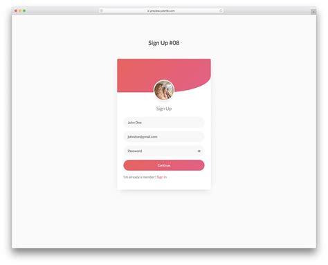 Signup Form V18 Free Bootstrap Sign Up Snippet 2024 Colorlib