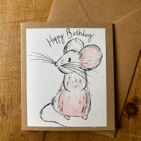 Handmade Happy Birthday Mouse Greetings Card Childrens Etsy