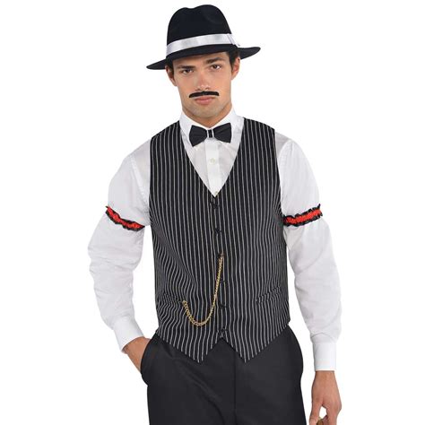 Adult Mens 1920s Gangster Mafia Pinstripe Waistcoat Vest Fancy Dress Accessory Ebay