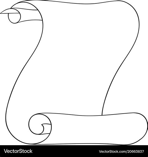 Vertical Paper Scroll Outline Drawing Royalty Free Vector