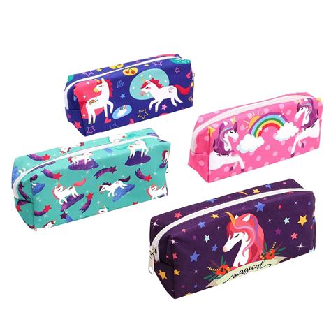 Bright Creations 4 Packs Girls Unicorn Pencil Pouches Holders Cases