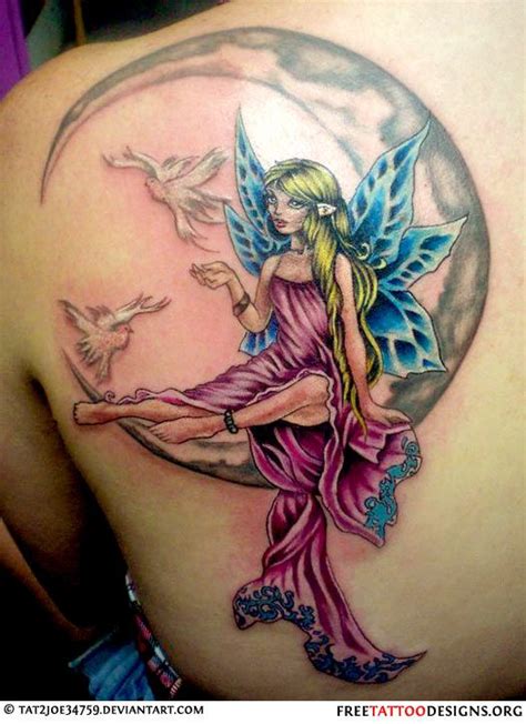 Fairy Moon And Doves Tattoo Mine Would Have To Be A Brunette Of