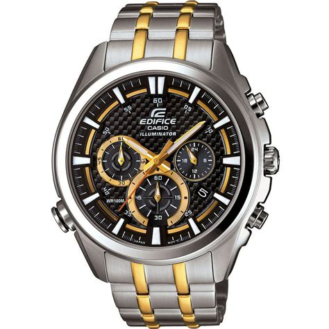 Casio Casio Mens Edifice Neon Illuminator Two Tone Stainless Steel