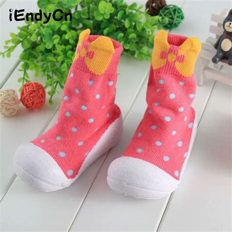 Newborn Baby Shoes Girls Baby Floor Socks With Rubber Soles Cotton Non