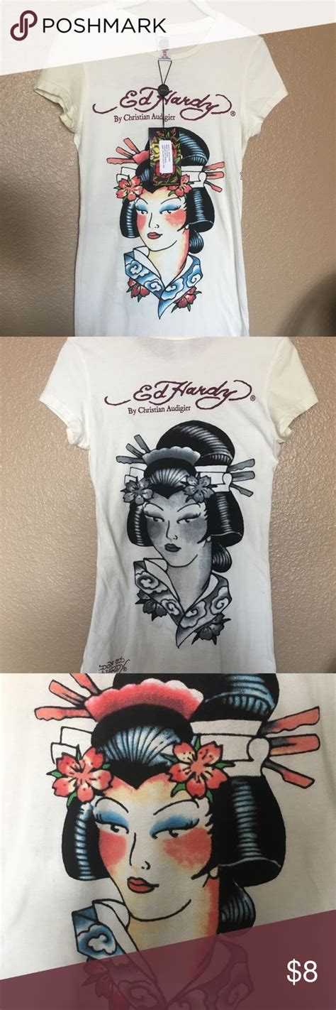 Welcome to the official ed hardy website in malaysia. ED HARDY t-shirt Women GEISHA Off White SIZE M NWT | Ed ...