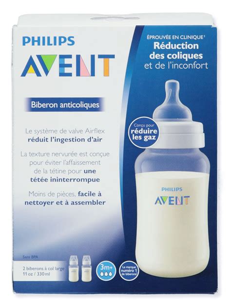 Bottle, feeding, 11 ounce, 3 months+; Avent 2-Pack Classic Medium Flow Bottles (11 oz.) | eBay