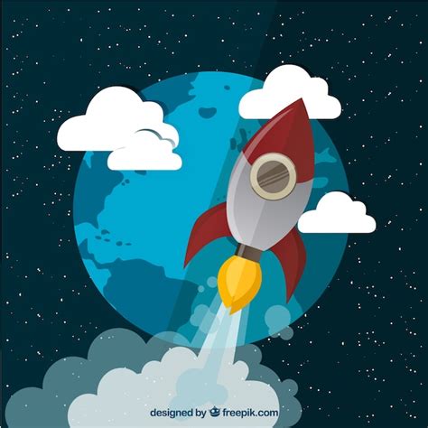 Flying Rocket In Space Vector Free Download