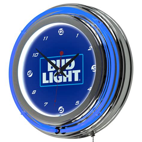 Bud Light 14 Inch Neon Wall Clock Block Text