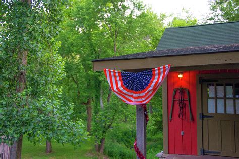 American Flag On An Old Cabin Carrol County Indiana Photograph By