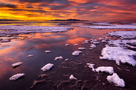 Great Salt Lake Sunset Utah Usa