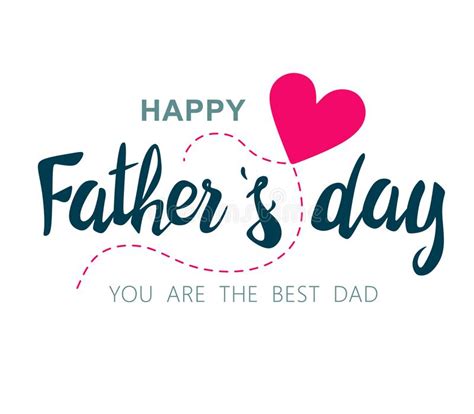 Happy Fathers Day Lettering Template For Greeting Card With Heart
