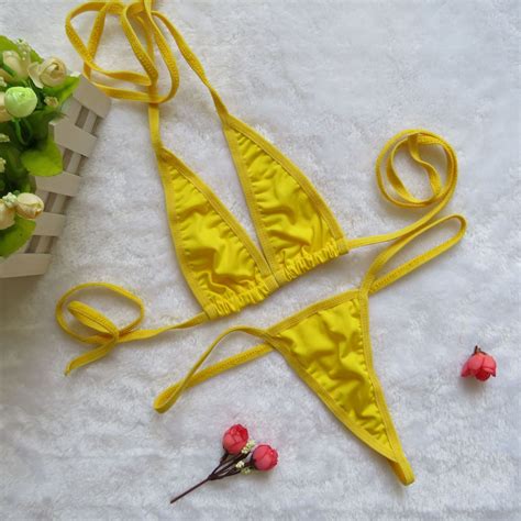 Sexy Micro Mini Bikini Set Women Transparent Swimwear Tiny Bikinis Set Brazilian G String